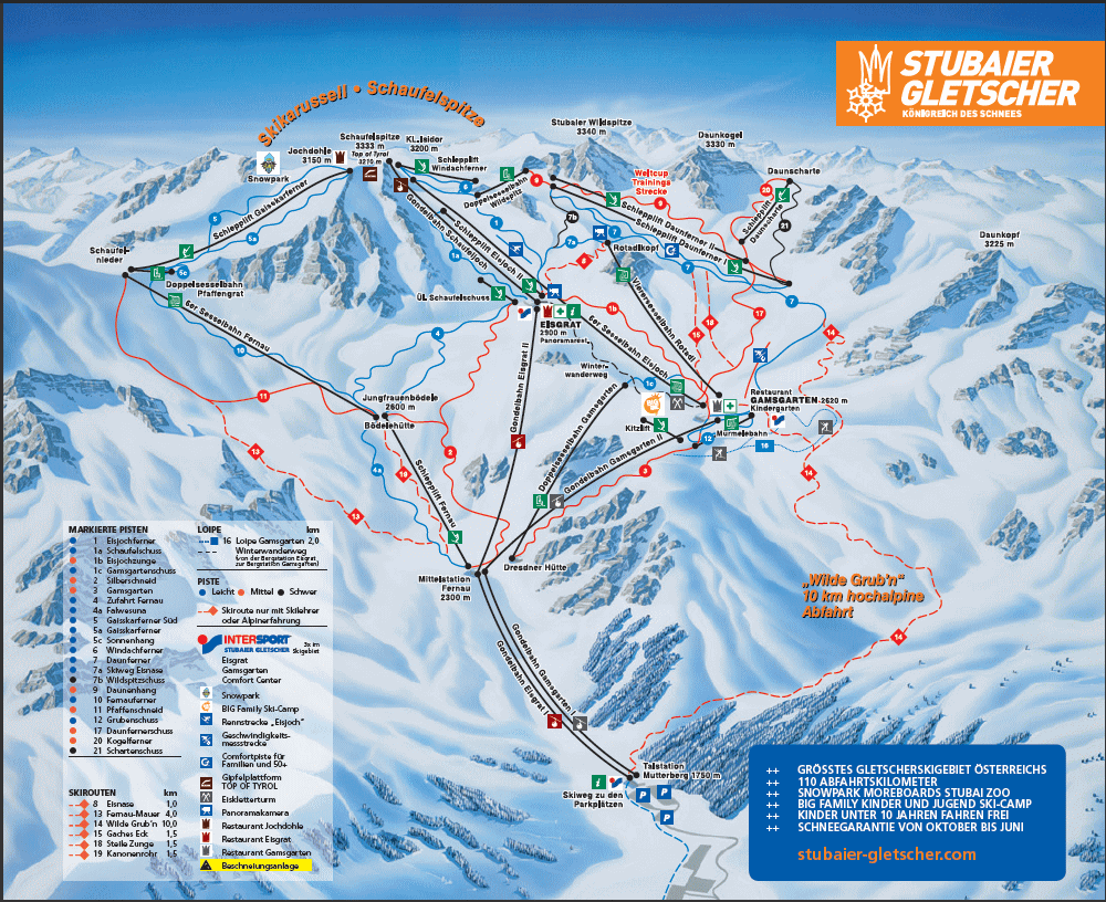 Stubaier Gletscher Trail Map  XgDoC[O[V[XL[R[X}bv