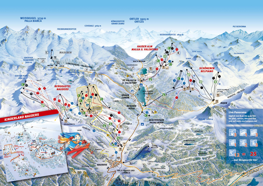 オーストリアとイタリア国境のスキー場