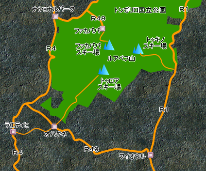トンガリロ国立公園スキーマップ